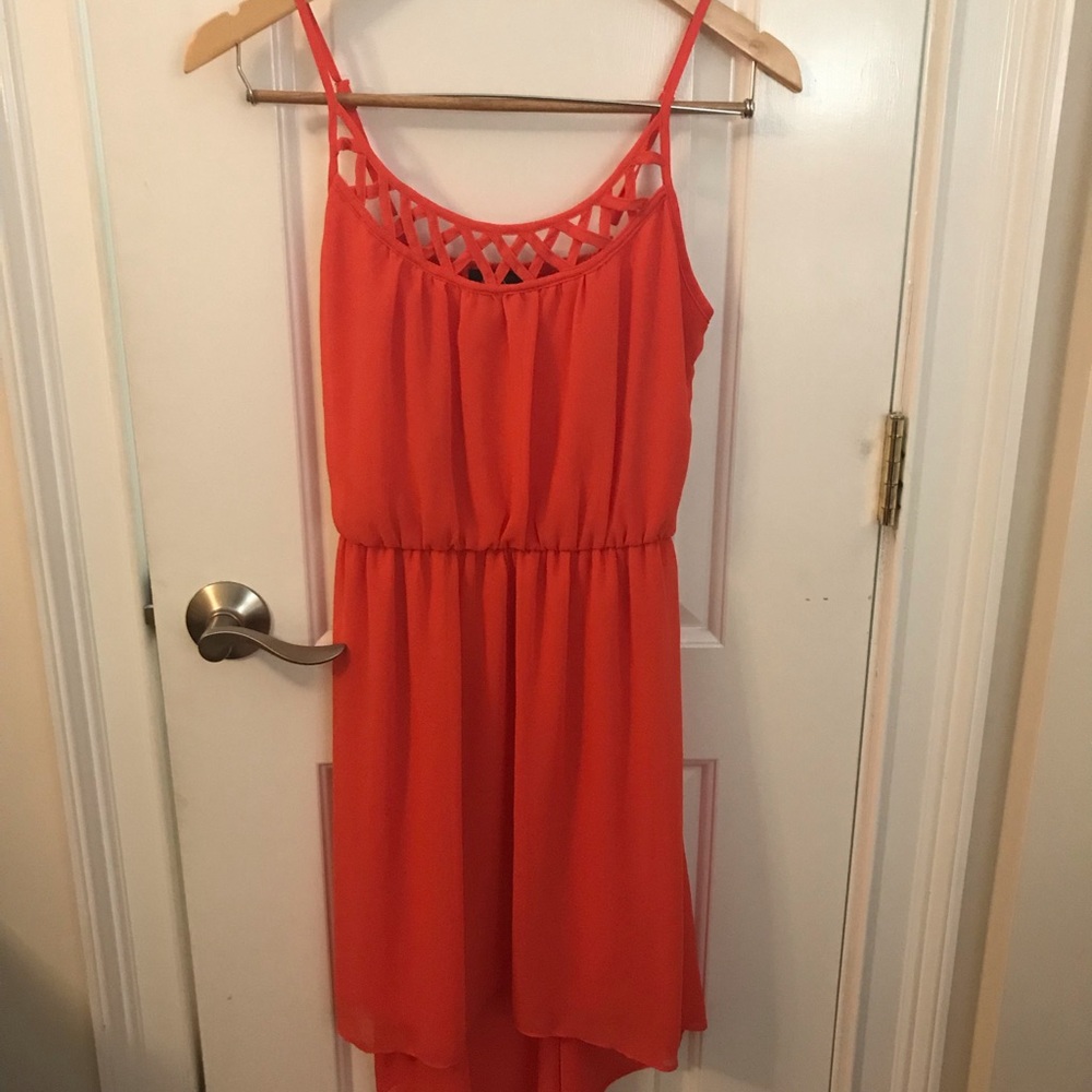 Orange hi-low dress